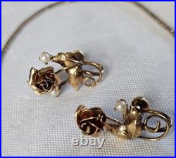 Vintage Imperial Cultured Pearls 16 Necklace & Earrings Set Gold Filled Estate