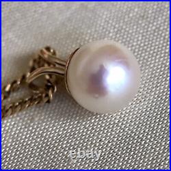 Vintage Italian 9 Carat Gold Cultured Pearl Pendant Necklace & Earrings Set