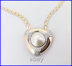 Vintage Mabe Pearl & Diamond Set 14k Gold Pendant & Chain 17.10g Val $5630