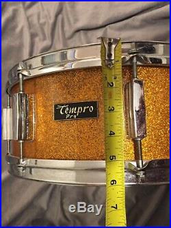 Vintage Made In Japan Tempro (Pearl) Drums Blue/Gold Sparkle Four Piece Drum Set