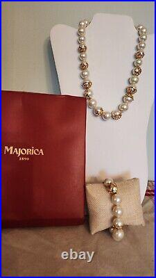 Vintage Majorica Pearl Necklace And Bracelet Set