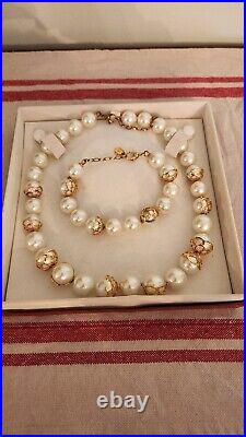 Vintage Majorica Pearl Necklace And Bracelet Set