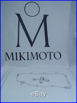 Vintage Mikimoto 18K White Gold Akoya Pearl by Yard Necklace Bracelet Set