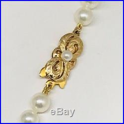 Vintage Mikimoto 6 MM 18.5 In & 7in 14 Kt Pearl Necklace Bracelet Matching Set