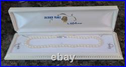 Vintage Milano Cultured Pearl Necklace, 10K Gold Closure & Earrings Original Box