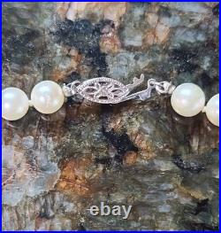 Vintage Milano Cultured Pearl Necklace, 10K Gold Closure & Earrings Original Box