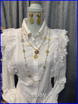 Vintage Modern Twist Pearl Gold Tone Jewelry Set