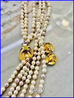 Vintage Monet Necklace Earrings Set Purple Crystal Faux Pearl Gold Tone N633