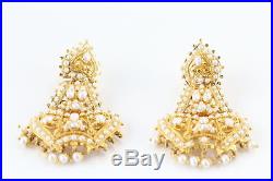 Vintage Mughal 22k & Pearl Dowry Jewelry Set Earrings & Necklace