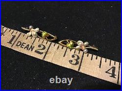 Vintage Nouveau 18k Gold Seed Pearl Polychrome Enamel Floral Pin Brooch Set