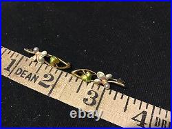 Vintage Nouveau 18k Gold Seed Pearl Polychrome Enamel Floral Pin Brooch Set