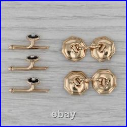Vintage Onyx Pearl Cufflinks Shirt Studs Set 14k Gold Platinum Suite Accessories Vintage Onyx Pearl Cufflinks Shirt Studs Set 14k Gold Platinum Suite Accessories