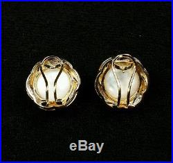 Vintage Pearl Bridal Set 14k Gold Diamond, Mabe Blister Pearl Earrings Pendant