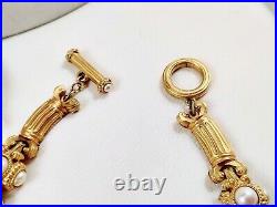 Vintage Pearl Cabochon Etruscan Necklace Bracelet Set satin gold Nordstrom