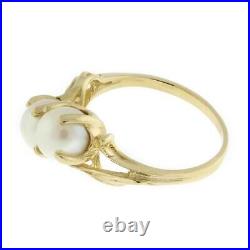 Vintage Pearl Cocktail Ring 14K Yellow Gold Claw Set 6 mm Pearls Ladies Size 5