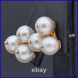 Vintage Pearl & Diamond 14K Yellow Gold Pendant & Screwback Earrings Set