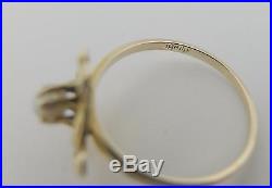 Vintage Pearl in Unique One of a Kind Setting 14k Yellow Gold Ring sz 8