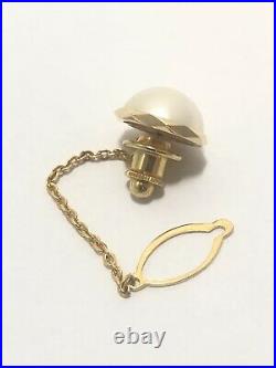 Vintage Rare 18K Yellow Gold Mabe Pearl Mens Cufflinks (18mm) And Tie Tack Set