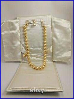 Vintage STAUER Gold Pearls Necklace & Earrings Set With Case Bulky