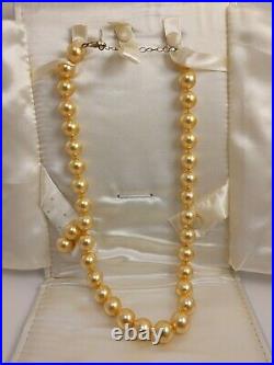 Vintage STAUER Gold Pearls Necklace & Earrings Set With Case Bulky