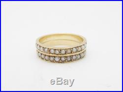 Vintage Seed Pearl Eternity Band Set 14k Yellow Gold Pearl Stacking Rings Sz 8