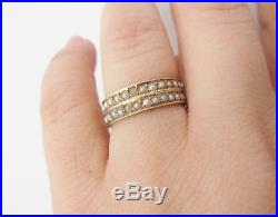 Vintage Seed Pearl Eternity Band Set 14k Yellow Gold Pearl Stacking Rings Sz 8