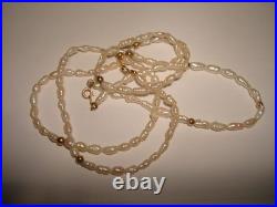Vintage Set Freshwater Pearl 14K Gold Clasp Beaded 6 L Bracelet 18 L Necklace