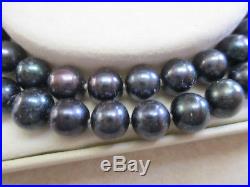 Vintage Set Iwi 14k Gold Black Cultured Pearl Necklace Bracelet Stud Earrings