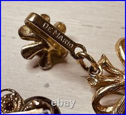 Vintage Signed DeMario 4 Strand Black Bead Necklace & Earring Set De Mario