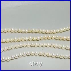 Vintage Signed RII 14k Yellow Gold Pearl Beaded Strand Necklace and Bracelet Set