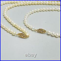 Vintage Signed RII 14k Yellow Gold Pearl Beaded Strand Necklace and Bracelet Set