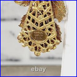 Vintage Stanley Hagler Nyc Pearl Rhinestone Gold Necklace Earrings Set Signed