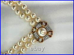 Vintage Swarovski Crystal Faux Pearl Necklace Earring Set