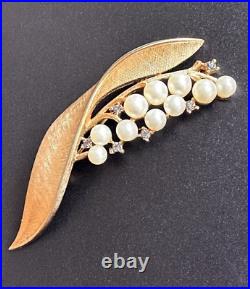 Vintage TRIFARI Alfred Philippe 1954 Lily of the Valley Pearl Brooch & Earrings