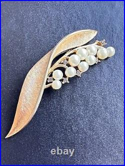 Vintage TRIFARI Alfred Philippe 1954 Lily of the Valley Pearl Brooch & Earrings