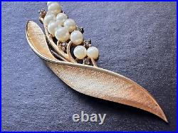 Vintage TRIFARI Alfred Philippe 1954 Lily of the Valley Pearl Brooch & Earrings