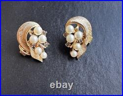 Vintage TRIFARI Alfred Philippe 1954 Lily of the Valley Pearl Brooch & Earrings