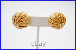 Vintage Trifari Bracelet Clip On Earrings Set Gold Tone Faux Pearl 7.25