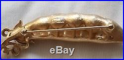 Vintage Trifari Gems of the Sea Rhinestone Faux Pearl Pea Pod Gold Tone Set