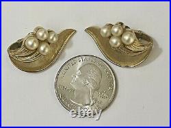 Vintage Trifari SET Parure Necklace Bracelet Earrings Signed Lot Faux Pearl 3pc