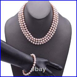 Vintage White Gold Diamond Bow Pearl Necklace and Bracelet Set Vintage White Gold Diamond Bow Pearl Necklace and Bracelet Set