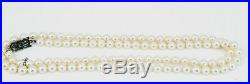 Vintage White Gold Mikimoto 6.5 MM Pearl Necklace Set 18KT 30'' (1008383-2)
