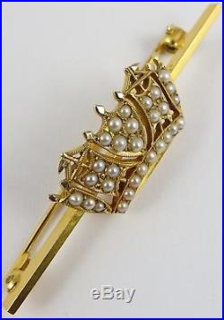 Vintage hallmarked 9ct yellow Gold seed pearl set Royal Navy sweetheart brooch