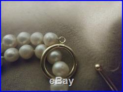 Vintage natural pearl necklace and earring set 14k T Bar clasp and post