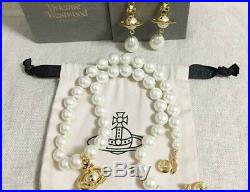 Vivienne Westwood Pearl Orb Chorker Necklace, Pierce set White/Gold/Green