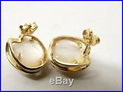 Vtg 14K Gold Mabe Blister Pearl Earrings Stud Estate Large 12.65mm Ornate Set