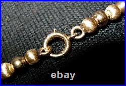 Vtg 14kt Gold 16 Alternating 5mm Brushed Smooth Ball Bead Wheat Chain Necklace