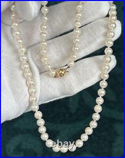 Vtg. Akoya Pearls with 18K Gold Clasp, 5.9-6.1mm, Knotted Necklace &750 Earrings