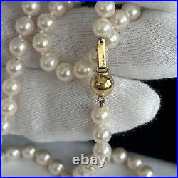 Vtg. Akoya Pearls with 18K Gold Clasp, 5.9-6.1mm, Knotted Necklace &750 Earrings