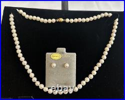 Vtg. Akoya Pearls with 18K Gold Clasp, 5.9-6.1mm, Knotted Necklace &750 Earrings